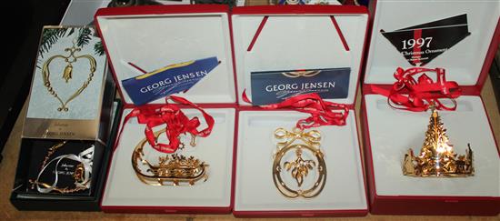 4 boxed Georg Jensen Christmas decorations